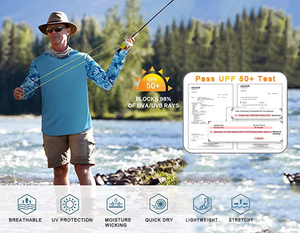 Camicie da pesca con cappuccio da uomo UPF 50 + protezione solare con Logo personalizzato traspirante a manica lunga anti-<span class=keywords><strong>uv</strong></span> ad asciugatura rapida taglie forti per adulti - Product Image 5