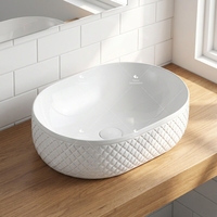 Blanc Couleur Céramique Bonne Qualité Sanitaire À La Main Lavabo Au-dessus Du Comptoir Monté Bol Salle De Bains Comptoir Art Évier