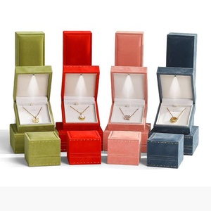 Custom Luxury Velvet Interior Jewelry Package Gift Box Wedding Necklace Pendant Box Jewelry <b>Storage</b> Display Box With Led Light - Product Image 2