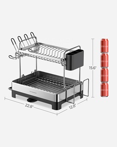 <span class=keywords><strong>SONGMICS</strong></span> égouttoir à vaisselle à 2 niveaux pour comptoir de cuisine étendoir à vaisselle multifonctionnel avec support de planche à découper - Product Image 5