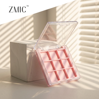 Palette de fards à paupières rose vide 9 couleurs, personnalisable, avec couvercle transparent, pour maquillage et cosmétiques