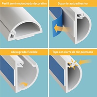 Goulotte cache-câbles autocollante en PVC, organisateur de fils mural pour la maison et le bureau