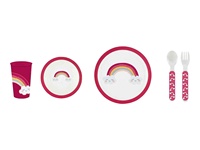 Ensemble de vaisselle pour enfants de qualité alimentaire avec étiquette intégrée, 5 pièces, comprenant assiette, bol, tasse, fourchette et cuillère