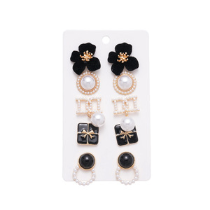 10Pcs/Set European Pearl Flocked Flower Stud <b>Earrings</b> 925 Silver <b>Post</b> Vintage Minimalist Hypoallergenic Ear Jewelry For Women - Product Image 5