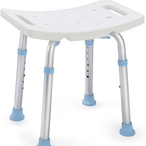 Tabouret de douche en alliage d'aluminium 51x31cm blanc, hauteur réglable, équipement de sécurité pour salle de bain pour personnes âgées - Product Image 1