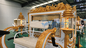 รถม้าหรูหราคุณภาพสูงสั่งทำพิเศษสำหรับงานแต่งงาน รถม้าราชวงศ์ 4 ล้อ สำหรับการขนส่งแบบพิเศษ - Product Image 5