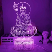 Lampe de table bouddhiste Sakyamuni en acrylique 3D