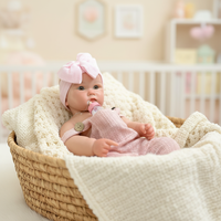 Poupée Reborn Artisanale de 18 Pouces, Corps Entier en Silicone Souple, Bouche Ouverte, Nouveau-né Réaliste, Fille Rêveuse, Nœud Papillon, Jouet Doux Tendance