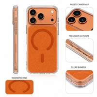 Coque de protection transparente anti-jaunissement 1,5 mm avec paillettes et chargement magnétique en TPU PC pour iPhone 18 17, prix d'usine, vente en gros