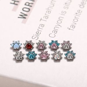 Pendiente de Titanio G23 con Forma de Garra de Gato y Corazón con Circonita Cúbica en el <span class=keywords><strong>Centro</strong></span>, Joyería Corporal para <span class=keywords><strong>Piercing</strong></span> de 16G, Pendiente Helix, Anillo Labial, Anillo para Oreja - Product Image 6