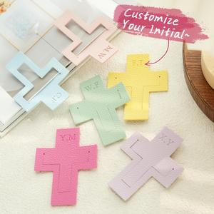 Custom PU Leather Initials Cross <b>Bookmark</b> Personalized Page Marker Corner <b>Bookmark</b> Bible Reading Education Gifts Reusable - Product Image 4