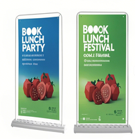 Banner Cetak Digital CMYK Berdiri Lantai Tipe Pintu Besi Modern Ringan Berbahan Bingkai Logam Aluminium Lengkung Portabel