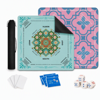 Tapis de Mahjong américain carré, tapis de table en caoutchouc avec marquages Charleston, tapis de jeu antidérapant et insonorisant avec sac de rangement