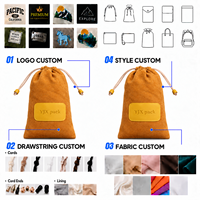 Sac à cordon en velours doux, étiquette personnalisée en PU, pochette anti-poussière pour bijoux, cosmétiques, cadeaux