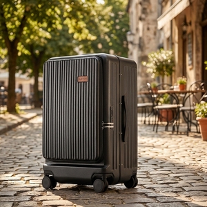 Venta al por mayor <span class=keywords><strong>de</strong></span> fábrica, Maleta inteligente <span class=keywords><strong>de</strong></span> <span class=keywords><strong>viaje</strong></span> multifuncional, portavasos <span class=keywords><strong>de</strong></span> carga USB abierto frontal y equipaje <span class=keywords><strong>de</strong></span> embarque con gancho lateral - Product Image 1