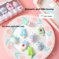 Ensemble de gommes à effacer en forme de dessin animé, boîte de gommes en forme de dessert, simulation de crème glacée, cadeau idéal pour l'école primaire
