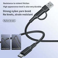 Durable Nylon Trenzado 60W USB Tipo C Cables DE DATOS 2 en 1 Cable de carga rápida para Apple IOS y teléfono Android