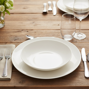 Piatto da Cena in Porcellana Bianca Cinese, Stoviglie Ecologiche per Feste, Ceramica Rotonda Solida Sottosmalto - Product Image 1