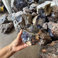 Vente en gros de pierres semi-précieuses originales Sakura de grande taille, agate noire brute naturelle, cristaux bruts, pierres précieuses pour la décoration