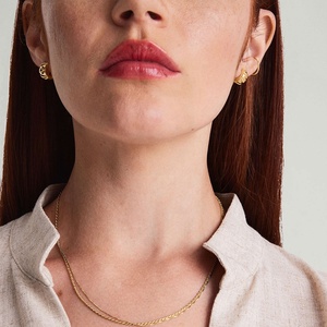 Milskye diseñador inspirado pendientes chunky <span class=keywords><strong>PYRA</strong></span> 14K oro plata esterlina 925 aros huggie - Product Image 2