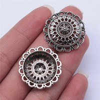 Pendentifs ronds en forme de fleur pour la fabrication de bijoux, disques ajourés festonnés en alliage de 27x27mm, 3 couleurs