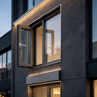 Fenêtre à battant en aluminium à rupture de pont thermique HUACAI, insonorisée, pour maison, villa, chambre à coucher