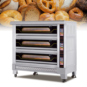 Euro Electric Deck Oven 3 Decks 9 Trays Commercial Bakery Oven with Steam Stone <strong>Plate</strong> for Bread Baguette Mooncake Pizza - Product Image 2