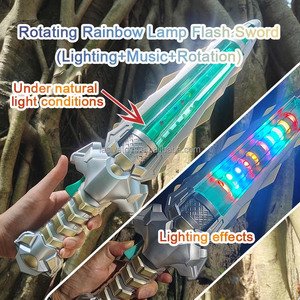 LASIVE Đồ Chơi Đèn <span class=keywords><strong>Flash</strong></span> Thanh Kiếm Ánh Sáng-up Đồ Chơi Cho Bé Trai-Xoay Đèn Đầy Màu Sắc Âm Nhạc 3 * AAA Pin Không Bao Gồm Tuổi 2-14 + Món Quà Sinh Nhật - Product Image 3