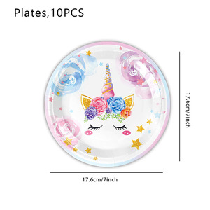 Kit di Stoviglie per Festa di Halloween a Tema Unicorno per 10 Ospiti, Decorazioni per Festa di <span class=keywords><strong>Compleanno</strong></span> di 1 Anno per Bambina con Unicorno Cartoon - Product Image 6