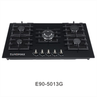 Table de cuisson à gaz encastrable OEM/ODM pour GPL/GN, 5 brûleurs, cuisinière à gaz en verre trempé pour cuisine domestique