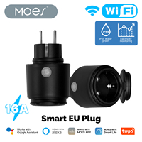 Prise intelligente WiFi MOES Tuya 16A, prise EU, étanche IP44, anti-poussière, moniteur de consommation d'énergie, compatible avec Alexa et Google Home