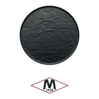 Plateau de service rond noir effet pierre Ø 30 cm avec bord en porcelaine M1934
