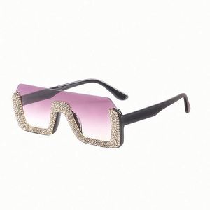 Gafas de Sol Cuadradas Extra Grandes Vintage UV400 para Mujer, Gafas de Sol de Media Montura con Pedrería, Gran Venta 2020 - Product Image 4
