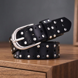 Ceintures personnalisées en cuir de vachette avec boucle carrée en acier de style européen, logo imprimé pour événements, écologiques, imperméables, robustes et durables, BS 38CM - Product Image 1