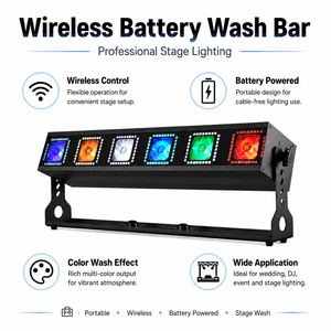 6x18W <b>Battery</b> Powered LED Wash Bar with Halo <b>Ring</b> Wireless DMX for Stage and Event Lighting - Product Image 2