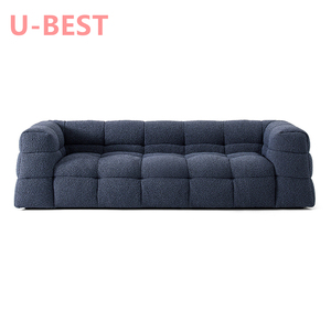 Muebles de Sala de Estar de Lujo Ligero, Diseño de Estilo Italiano, Sofá de Sala de Estar Retro Combinado de Tres Asientos <span class=keywords><strong>Marshmallo</strong></span> W - Product Image 1