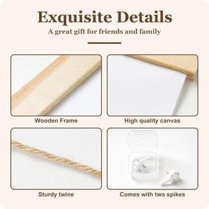 Cintre de cadre d'affiche en bois personnalisé, art mural personnalisable Photos texte Logo toile oeuvre salon chambre suspendu manche en bois - Product Image 2