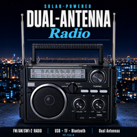 Radio Portabel FM/AM/SW1-2 Tenaga Surya Bersertifikasi CE, Kustomisasi OEM, Dilengkapi Speaker, Pemutar USB TF BT, Antena Ganda, 500-1000mAh