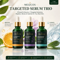 MEIZCOS Vitamin C Retinol Hyaluronic Acid Serum Trio 30ml Botol Hijau Serum Wajah Pencerah Pengencang Melembapkan Set Perawatan Harian
