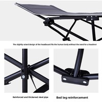 Lit d'appoint pliable en acier pour pause déjeuner, fauteuil inclinable simple et portable pour bureau, lit d'accompagnement hospitalier, lit de sieste mobile