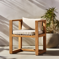 Fauteuil de salle à manger d'extérieur moderne en teck massif, ergonomique, confortable, résistant aux intempéries, meubles écologiques pour jardin, hôtel