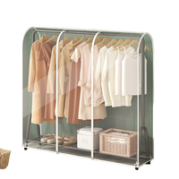 Sol-debout à un seul niveau grand manteau vêtements stockage anti-poussière garde-robe métal cintre cache-poussière pour salon durable