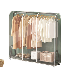 Staande Single Tier Grote Jas Kleding Opslag Stofdichte Kledingkast Metalen Hanger Stofkap Voor Woonkamer Duurzaam - Product Image 1