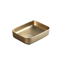 Lavabo rectangulaire en céramique et granit, design moderne et luxueux, pour salle de bain d'hôtel, à poser sur le plan.