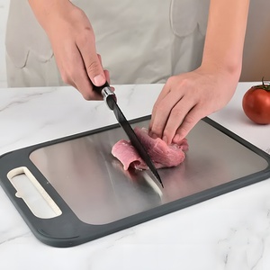 2 in 1 Wheat Straw Double Sided Anti Scratch Kitchen <b>Plastic</b> Slicing Ss Stainless Steel Chopping Board - Product Image 4