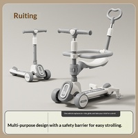 Trottinette auto-équilibrante pliable avec poignée de poussée et barre de protection, fabricant direct pour garçons et filles de 1 à 12 ans