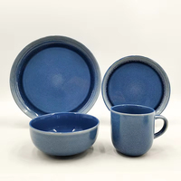 Nouveaux ensembles de vaisselle de table en grès de style chinois, 16 pièces, assiettes à dîner en céramique à glaçure réactive, plats et assiettes pour la fête