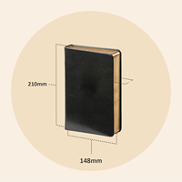 Carnet de notes en cuir noir A5 avec impression de logo personnalisé avec bordure dorée