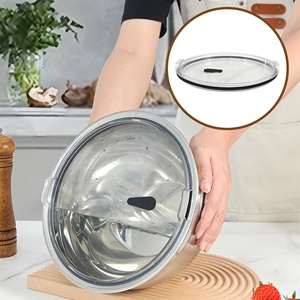 Nhiều Kích cỡ Bát thép không gỉ với tùy chỉnh vắt tay Nắp trong suốt Silicone đáy đo lường lò vi sóng bát - Product Image 2