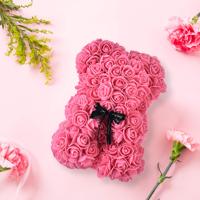 Ours en Roses Artificielles PE “Do It Yourself” de 25 cm avec Boîte, Idéal pour la Saint-Valentin, les Femmes, les Amies, les Épouses et la Fête des Mères